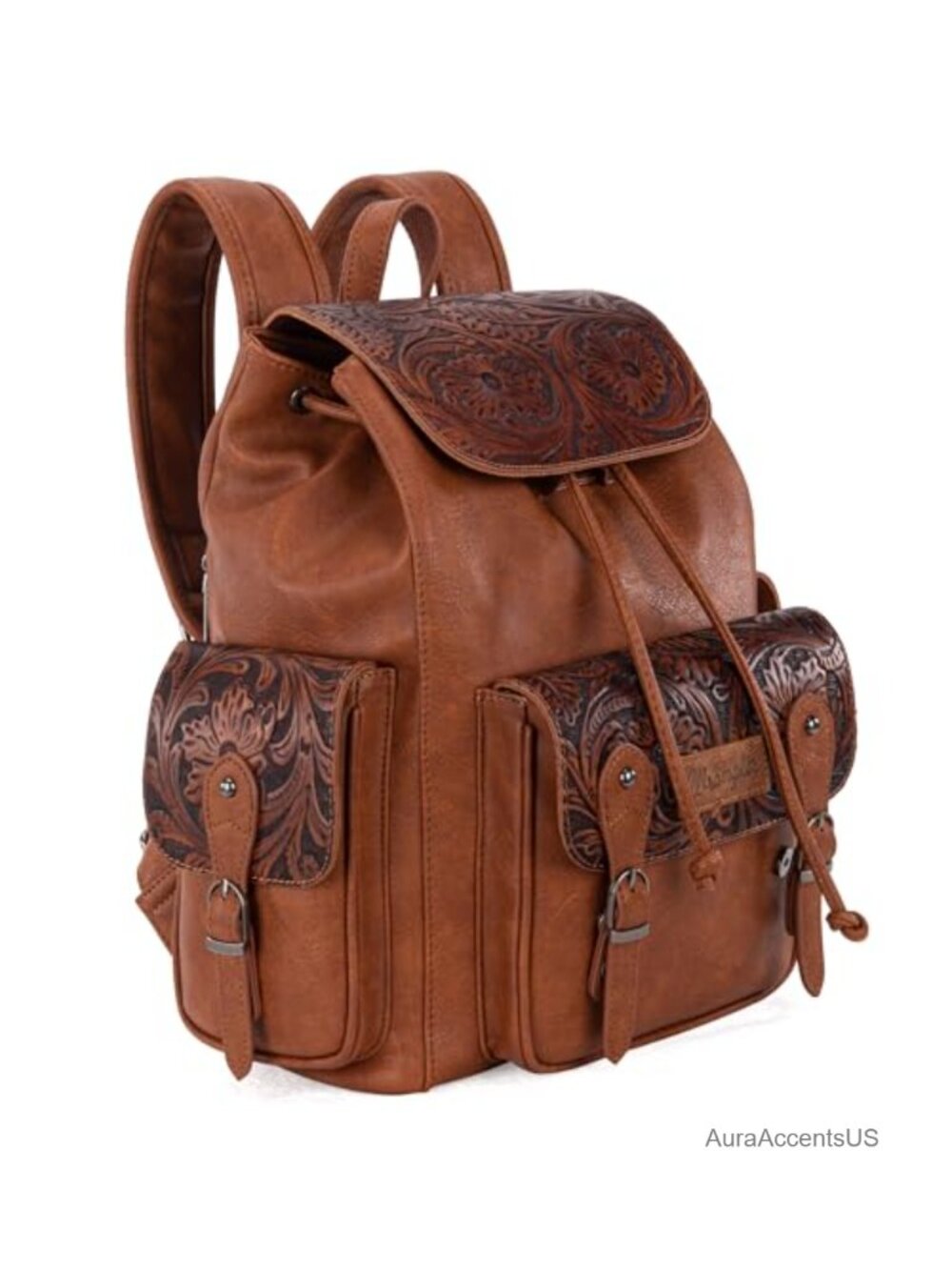 Western Floral Tooled Backpack Purse Travel Daypack with Adjustable Straps